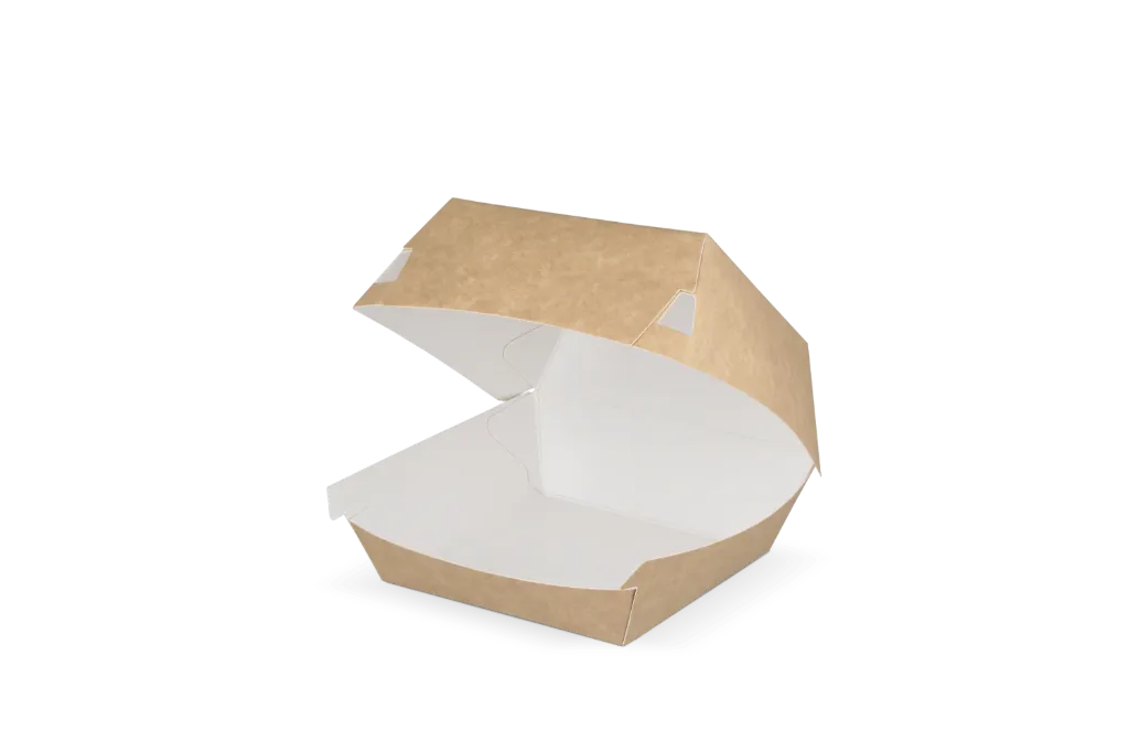 Hamburgerbakje Klein kraft/wit BIO 9x9x7 cm - 400 st.
