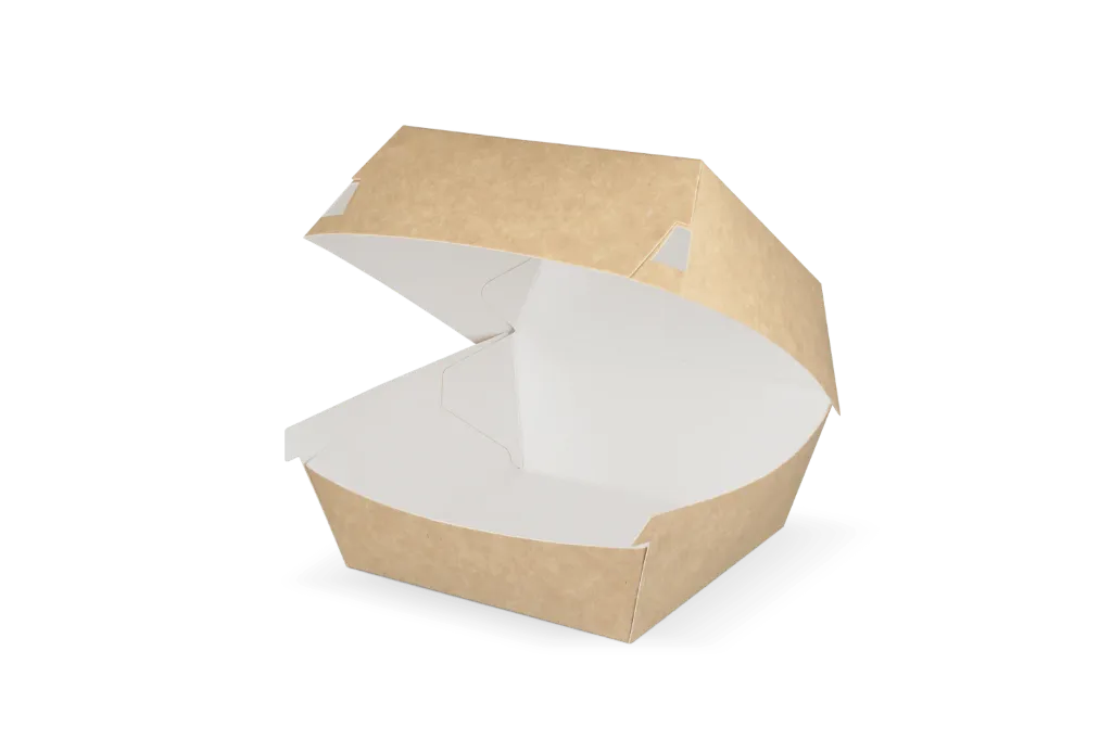Hamburgerbakje Middel kraft/wit BIO 10,5x10,5x8,5 cm | 400 st.