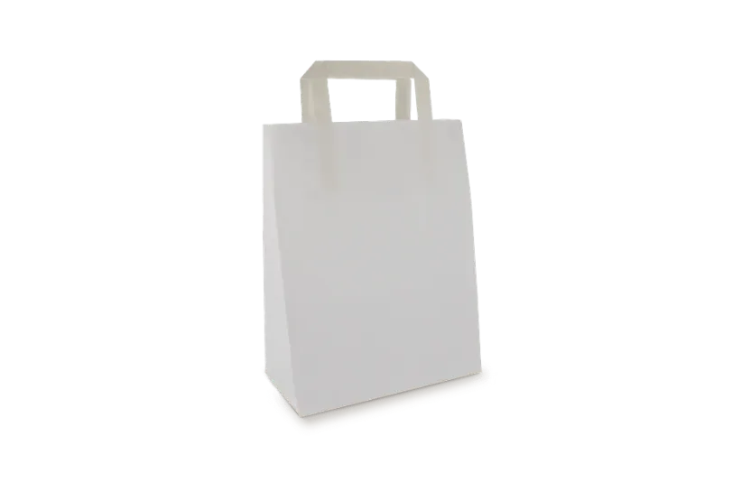 [4] Papieren tasjes Klein Wit 22x10x28cm BIO - 250 st.