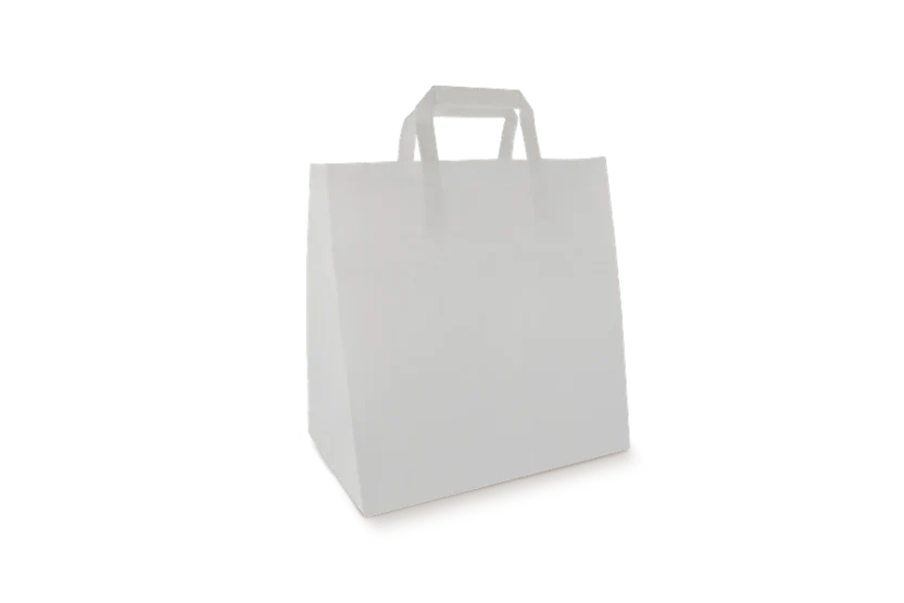 [5] Papieren tasjes Middel Wit 26x17x27cm BIO - 250 st.