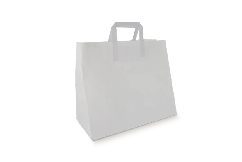 [6] Papieren tasjes Groot Wit 32x16x27cm BIO - 250 st.