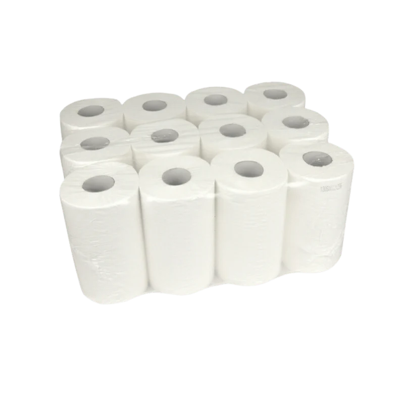[99S] Ken's minitorkrollen - Poetsrol Mini 1-laags cellulose 120 meter hoogwit - 12 stuks