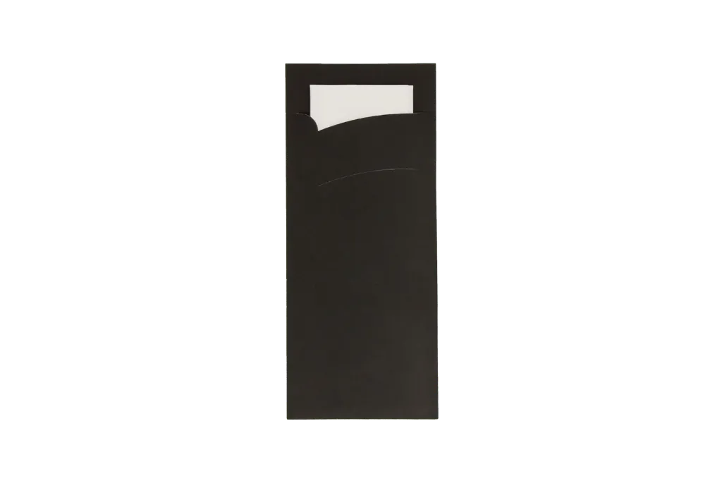 [41] Bestekzakje pochette zwart met wit servet - 600 st.