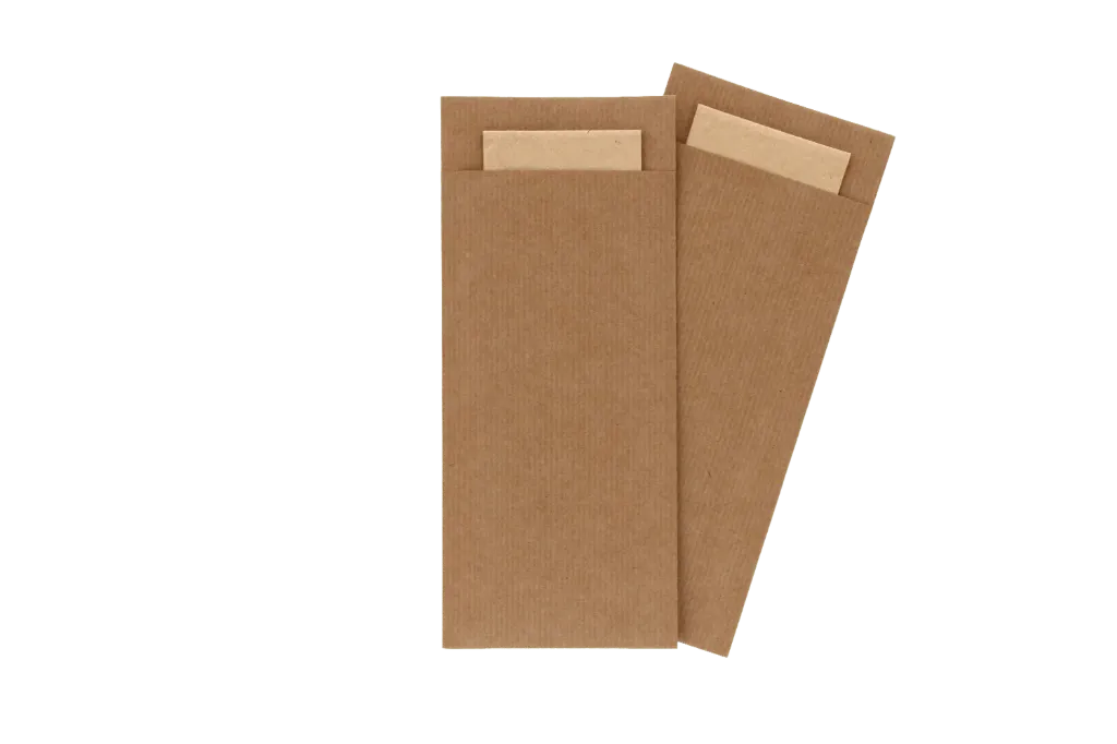 [42] Bestekzakje pochette kraft/grijsgeel - 600 st.