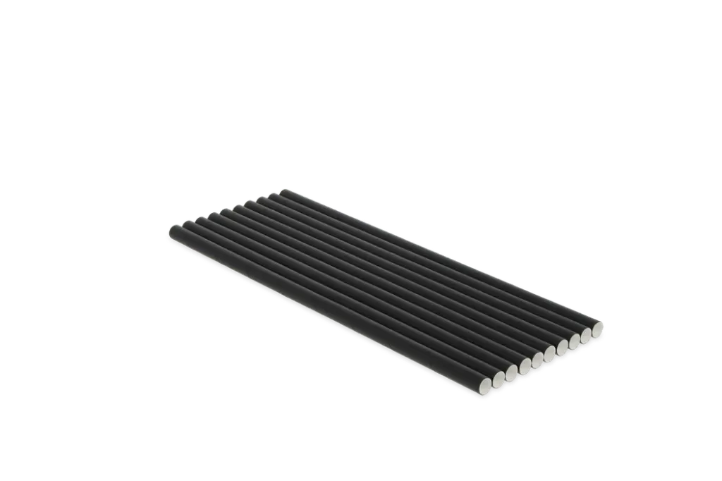Papieren rietjes zwart 230x8mm BIO | 2400 st.